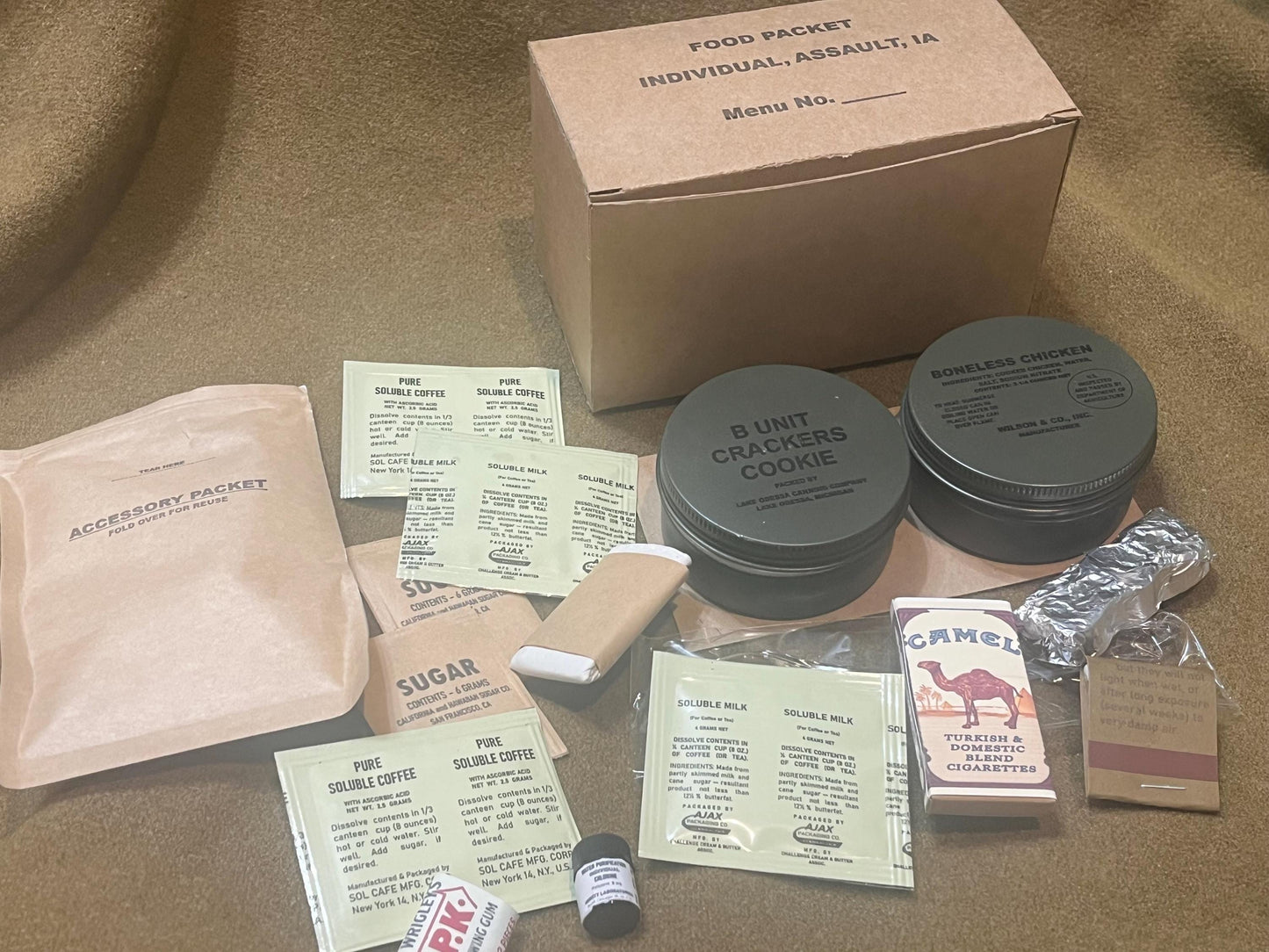 Fully Edible Korean War Food Packet, Individual, Assault