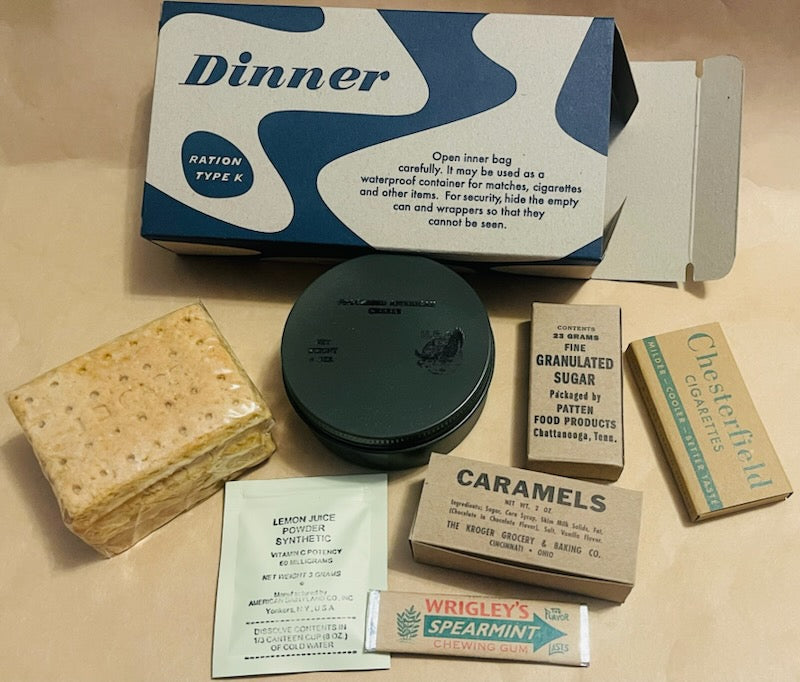 WWII US Army - K Ration - Late War Morale Type -  Complete and Ready to Eat