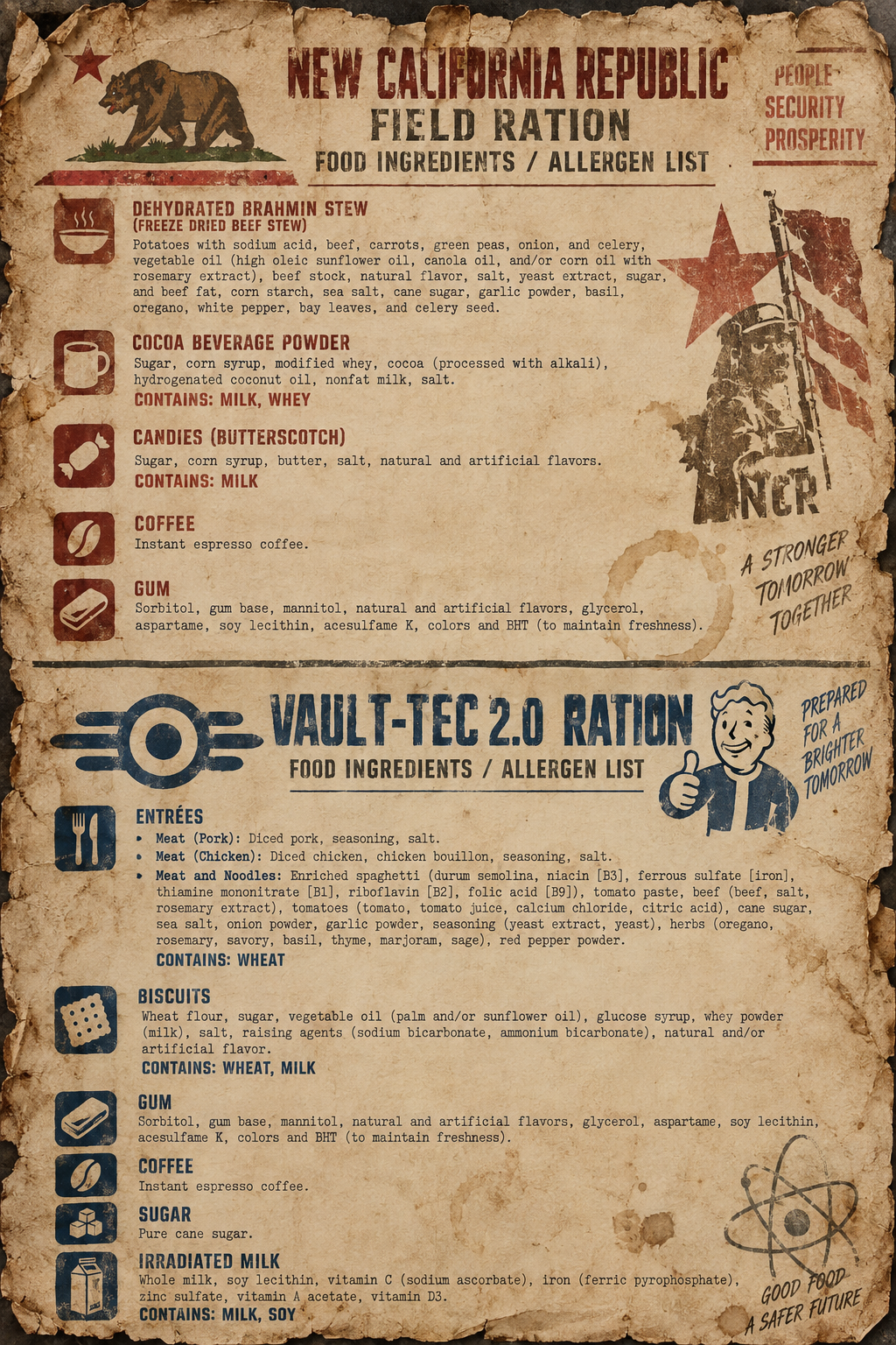 Post-Apocalyptic Game-Inspired N.C.R. Field Rations