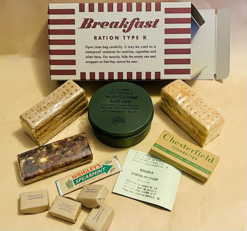 WWII US Army - K Ration - Late War Morale Type -  Complete and Ready to Eat
