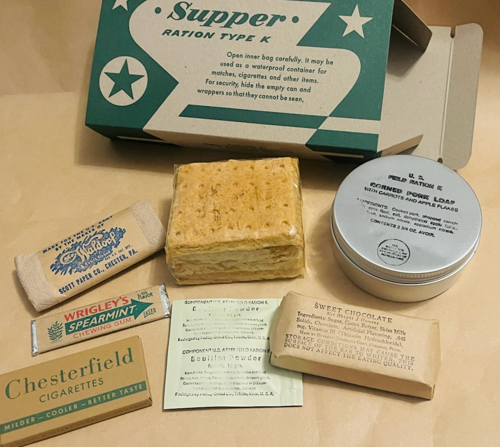 WWII US Army - K Ration - Late War Morale Type -  Complete and Ready to Eat