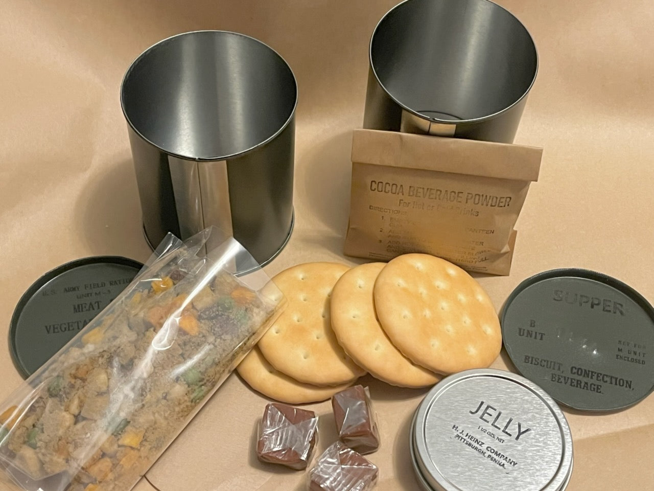WWII US Army - C Ration - Late War Type -  Both B and M Unit Complete and Ready to Eat
